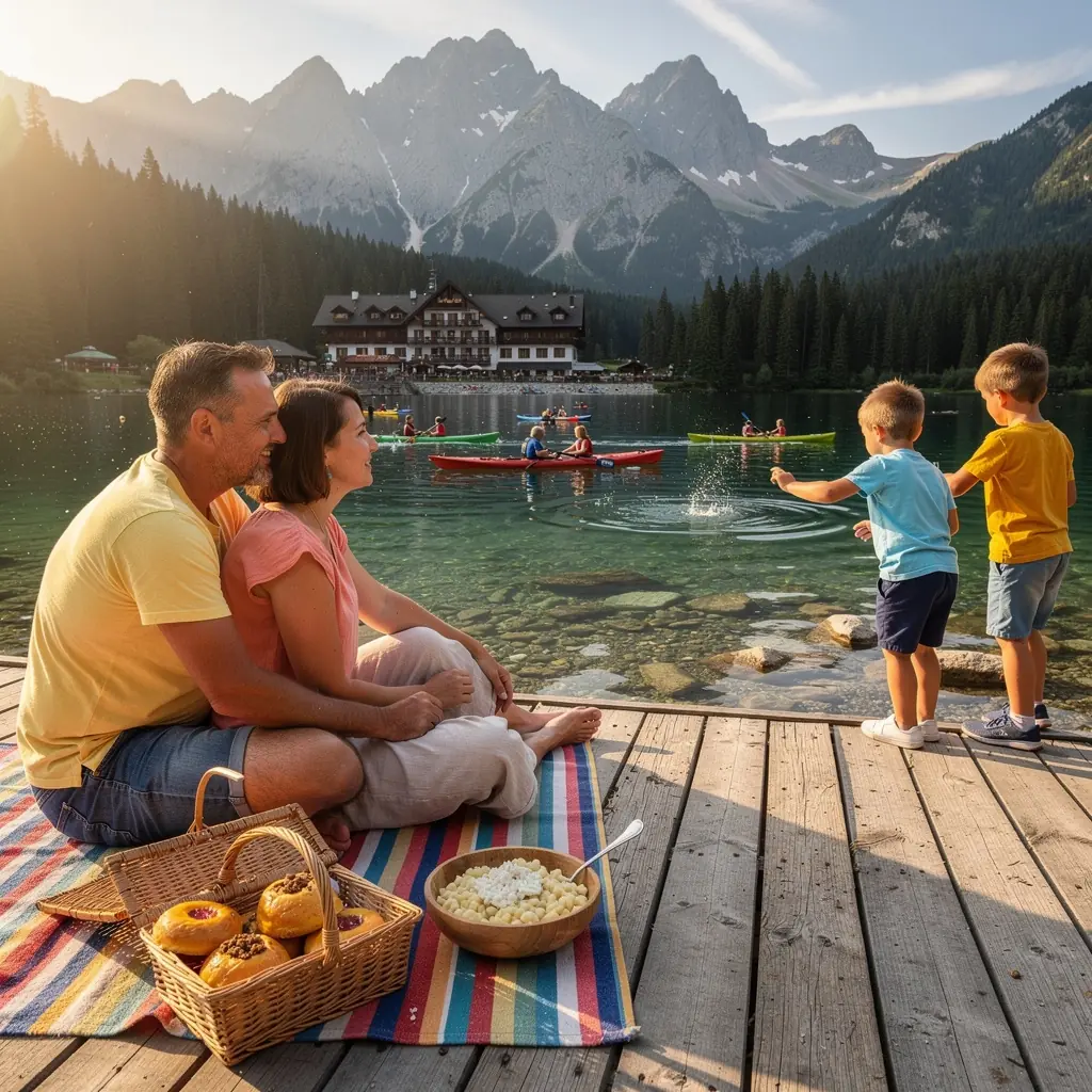 A tranquil river winding through a forest, inviting visitors to explore the natural beauty of Slovakia.